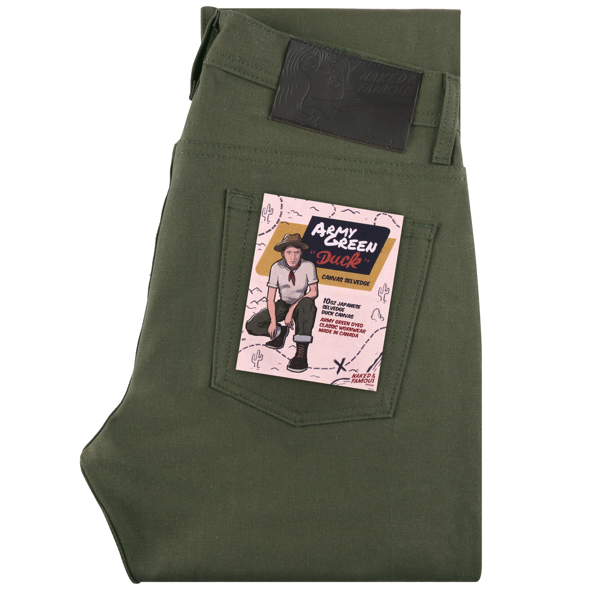 Weird Guy - Army Green Duck Selvedge by Naked & Famous Denim