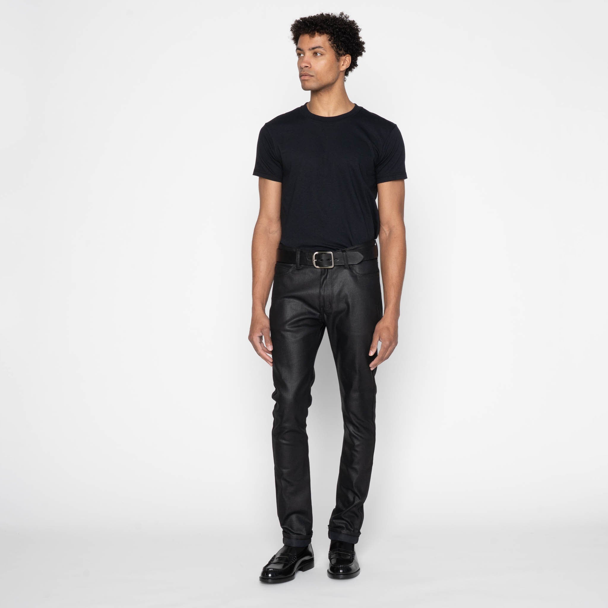 Stacked Guy - Wax Coated Black Stretch | Naked & Famous Denim