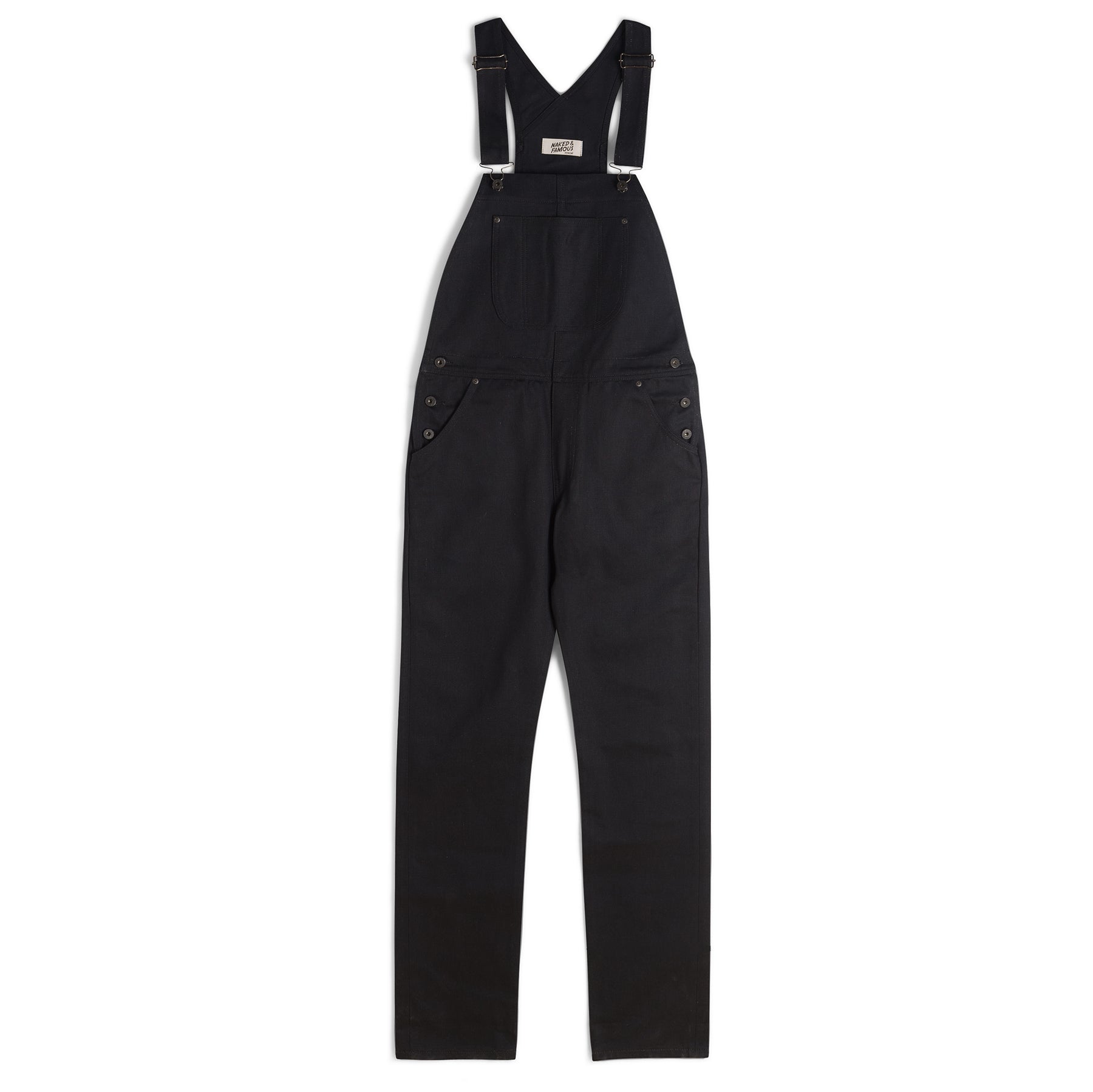Weird Guy Overalls - Black Solid Selvedge | Naked & Famous Denim