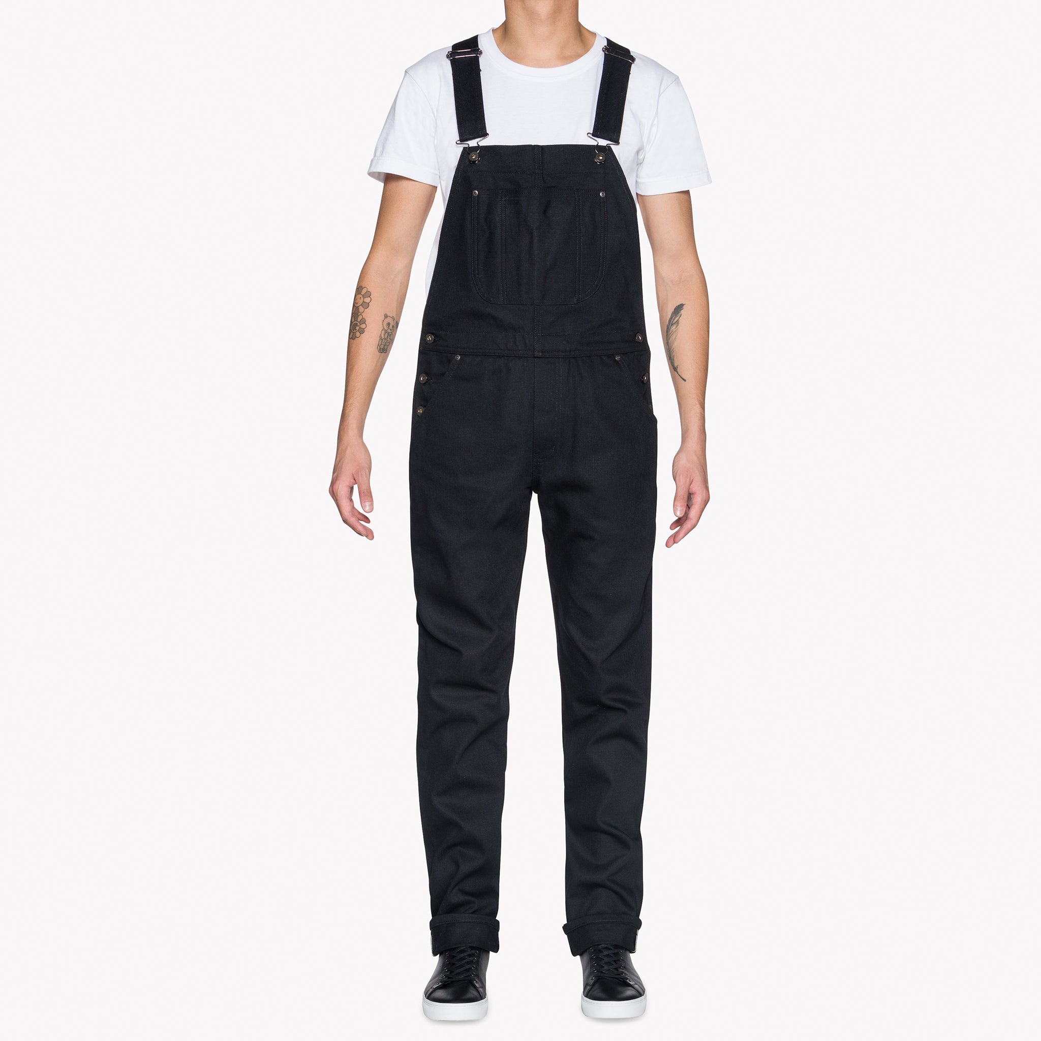Weird Guy Overalls - Black Solid Selvedge | Naked & Famous Denim
