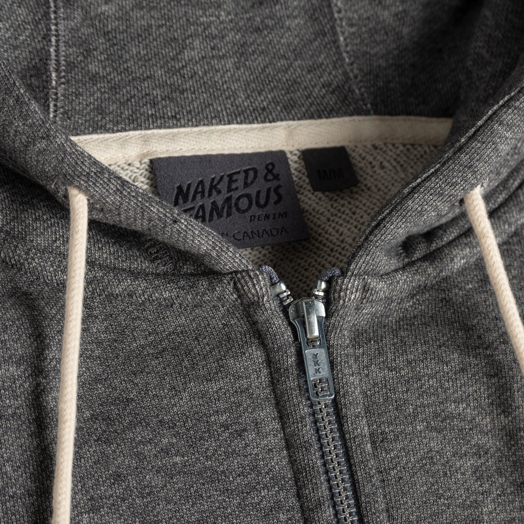 Zip Hoodie - Heavyweight Terry - Charcoal | Naked & Famous Denim