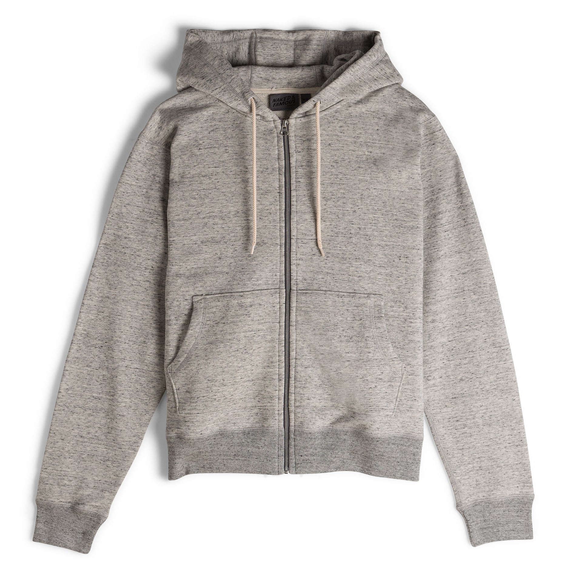 Zip Hoodie - Heavyweight Terry - Grey | Naked & Famous Denim