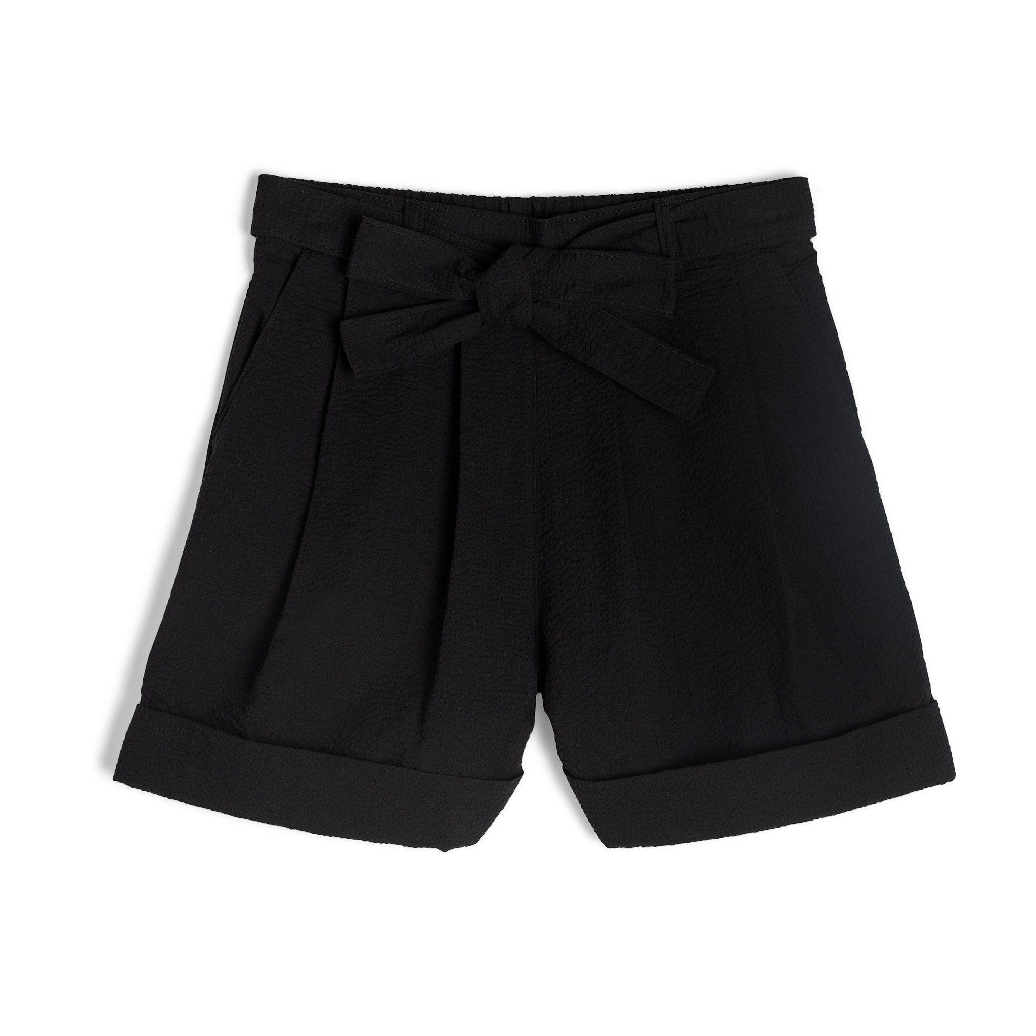 Wide Cuffed Short - Seersucker 40s - Black | Naked & Famous Denim