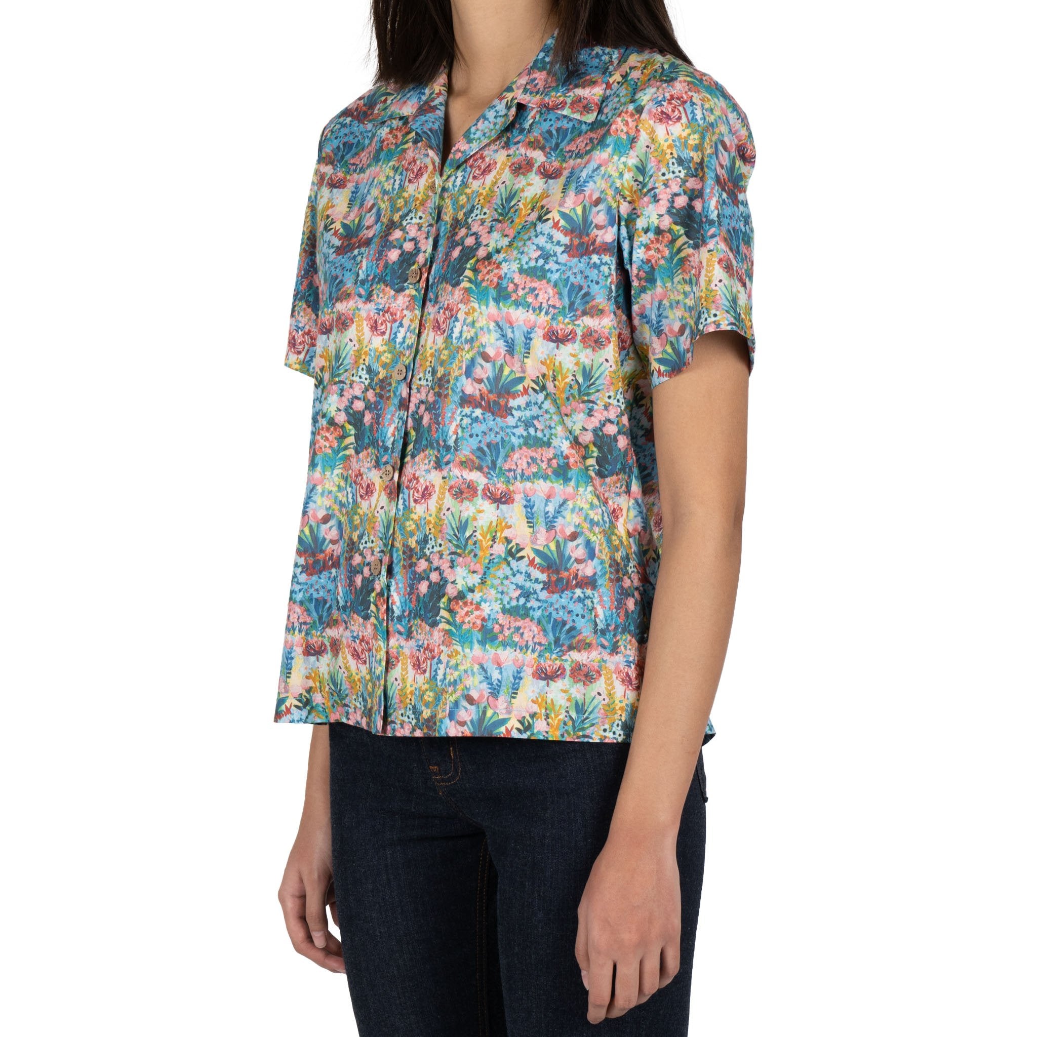 Collar Camp Shirt - Flower Painting - Multi Color
