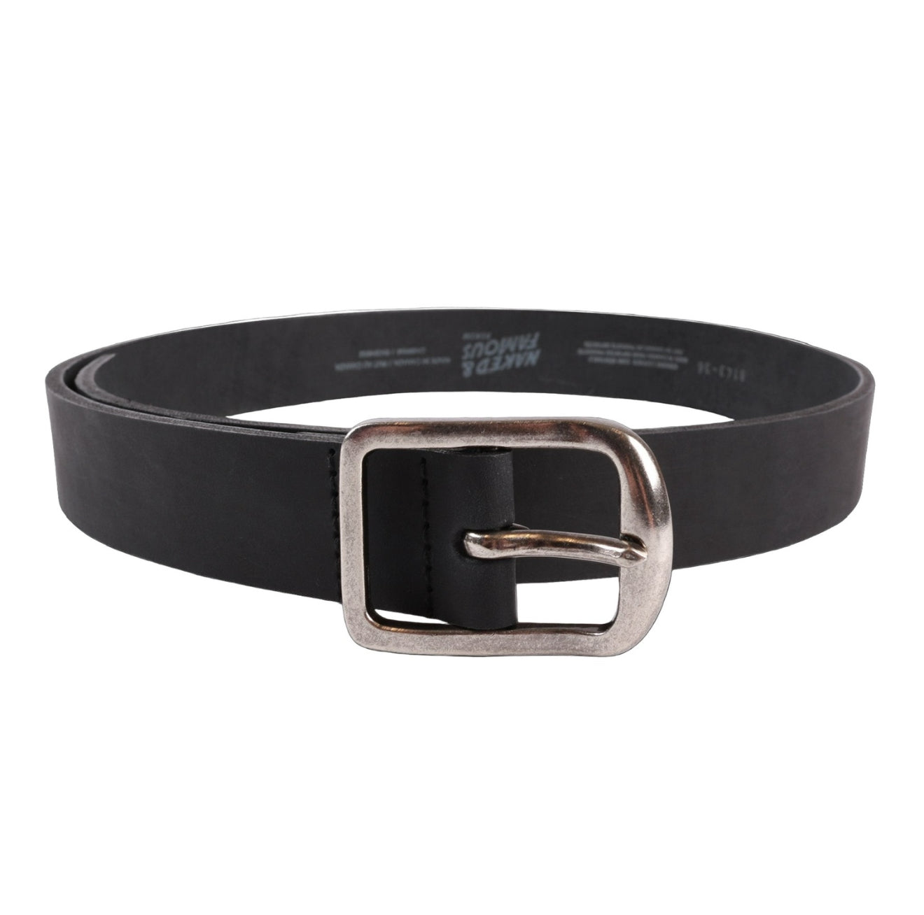 Thick 7mm Leather Belt - Black | Naked & Famous DenimThick Belt - Thick Bovine Leather - Black Media 1 of 2